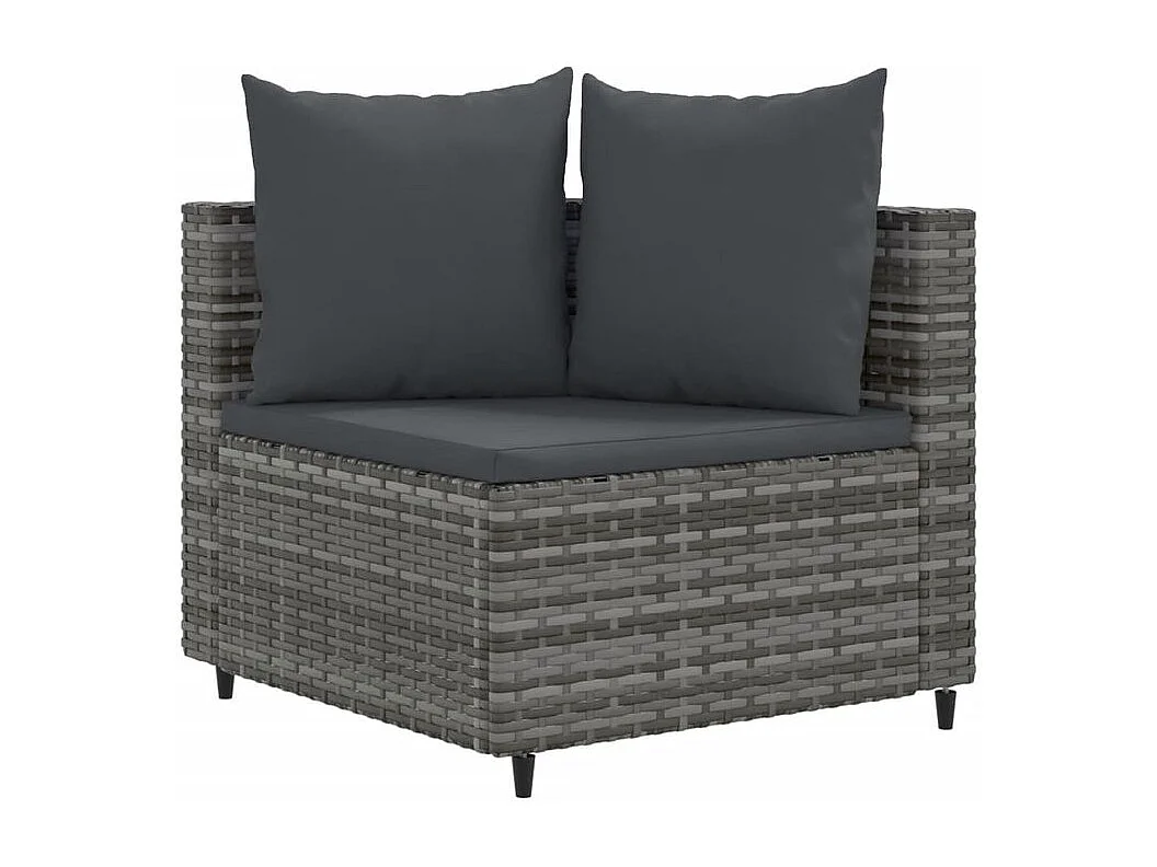 Salon de jardin 8 pcs avec coussins gris résine tressée