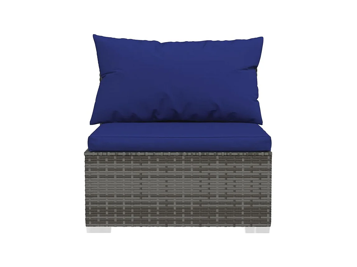 Canapé 3 places avec coussins Gris Résine tressée