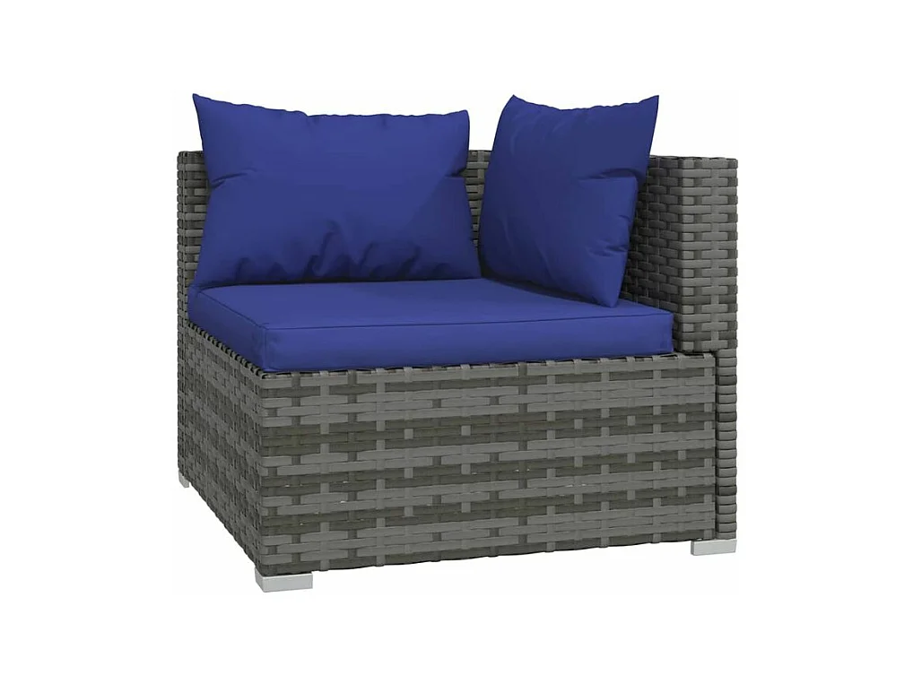 Canapé 3 places avec coussins Gris Résine tressée