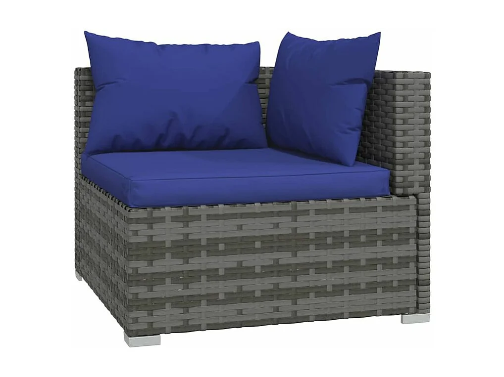 Canapé 3 places avec coussins Gris Résine tressée