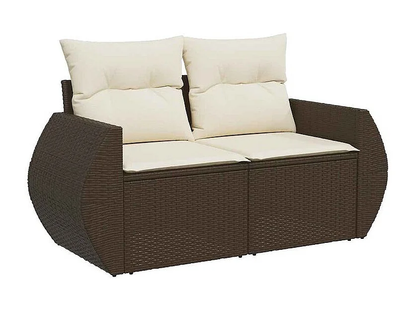 Salon de jardin avec coussins 6 pcs marron résine tressée