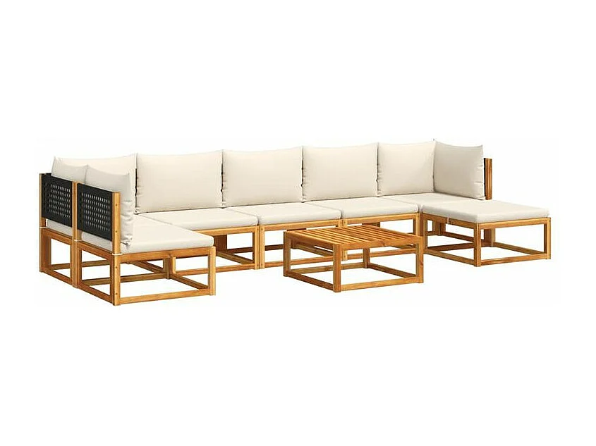 Salon de jardin avec coussins 8 pcs bois massif d'acacia