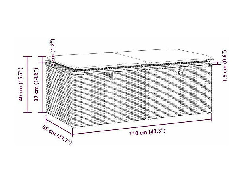 Salon de jardin avec coussins 2 pcs beige résine tressée acacia