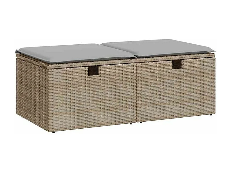 Salon de jardin avec coussins 2 pcs beige résine tressée acacia
