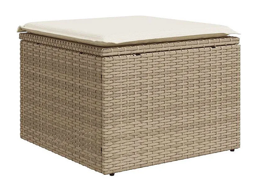 Salon de jardin avec coussins 2 pcs beige résine tressée acacia