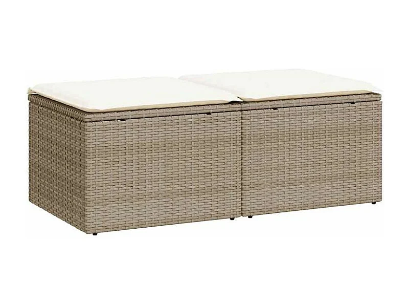 Salon de jardin avec coussins 2 pcs beige résine tressée acacia