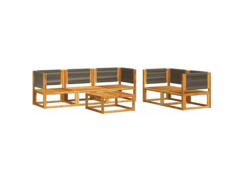 Salon de jardin avec coussins 6 pcs bois d'acacia solide