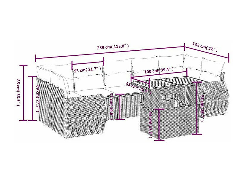 Salon de jardin avec coussins 8 pcs beige résine tressée