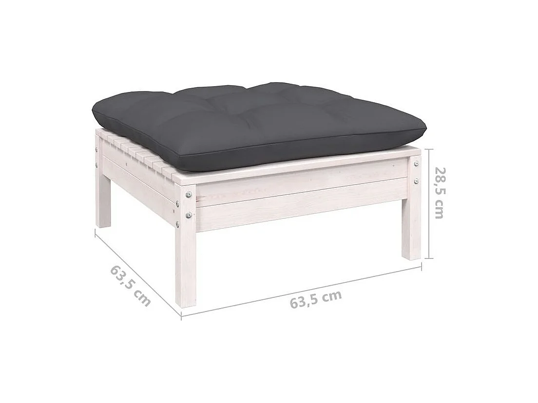 Salon de jardin 11 pcs avec coussins blanc bois de pin