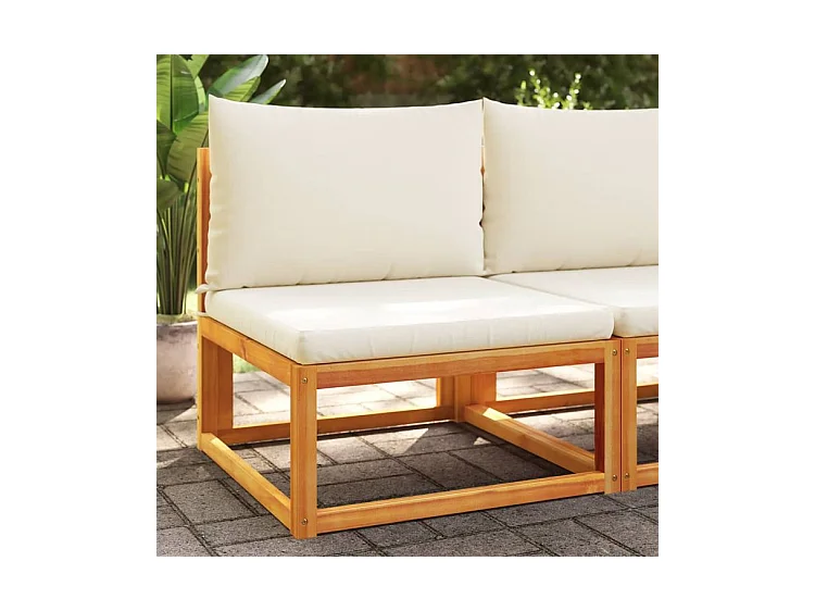 Canapé de jardin sans accoudoirs coussins bois massif d'acacia