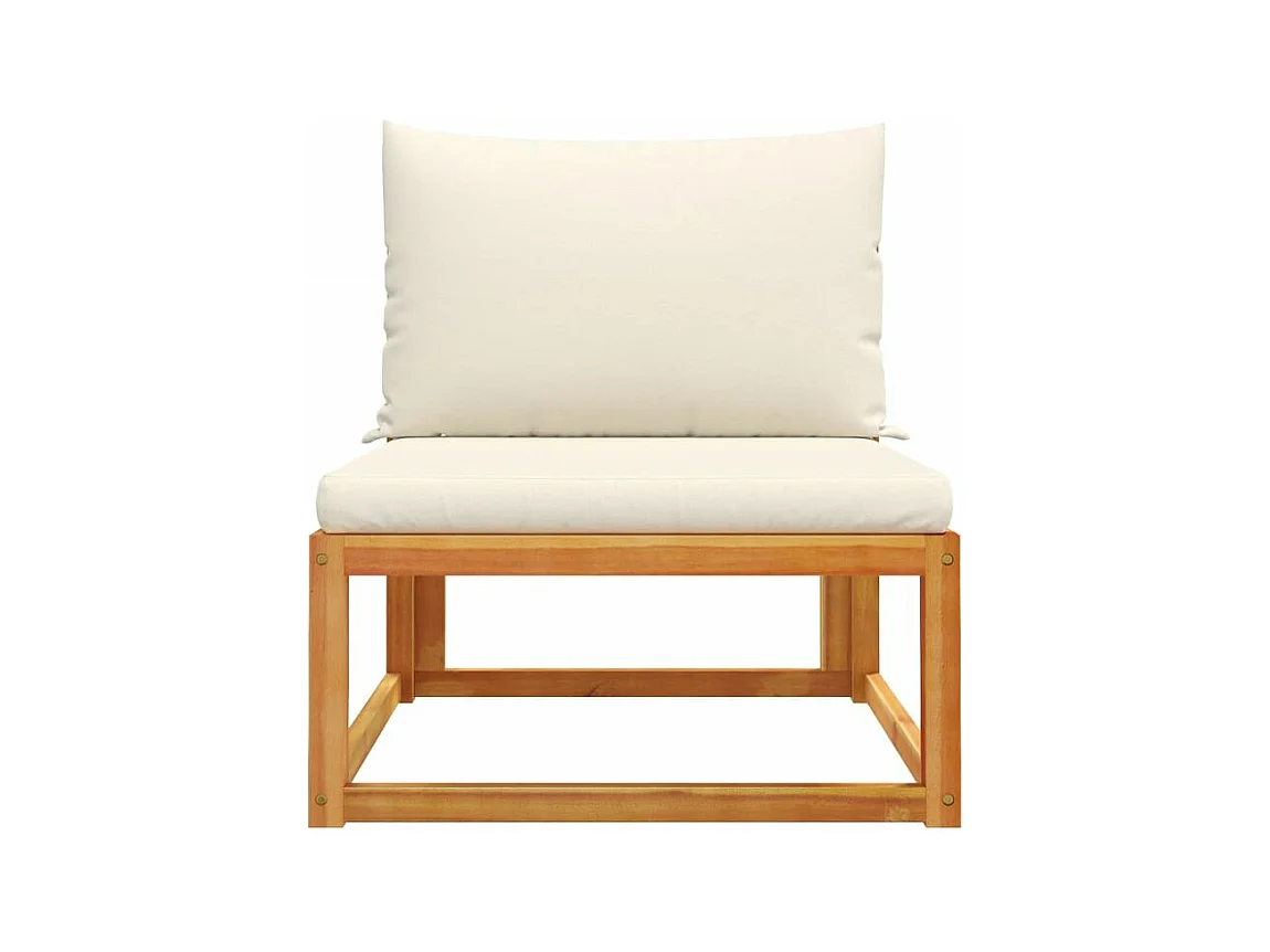 Canapé de jardin sans accoudoirs coussins bois massif d'acacia