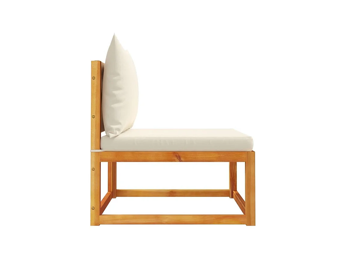 Canapé de jardin sans accoudoirs coussins bois massif d'acacia