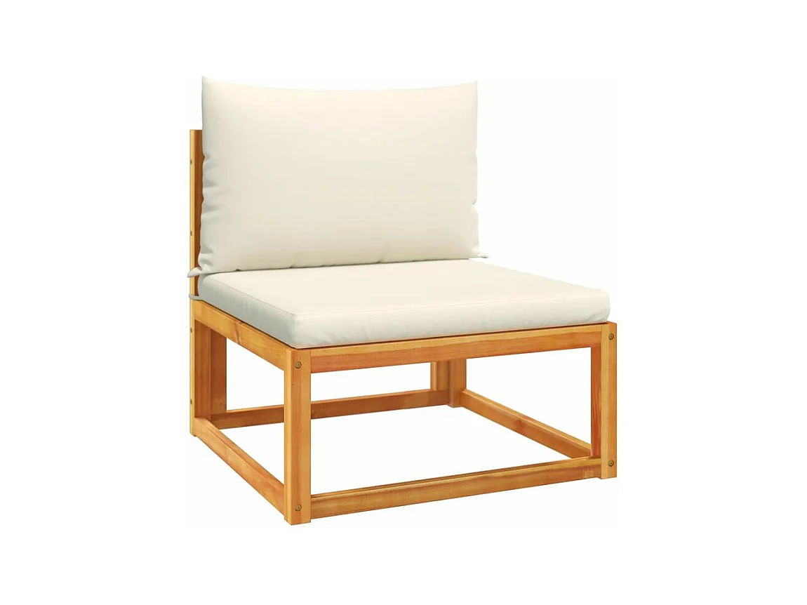 Canapé de jardin sans accoudoirs coussins bois massif d'acacia