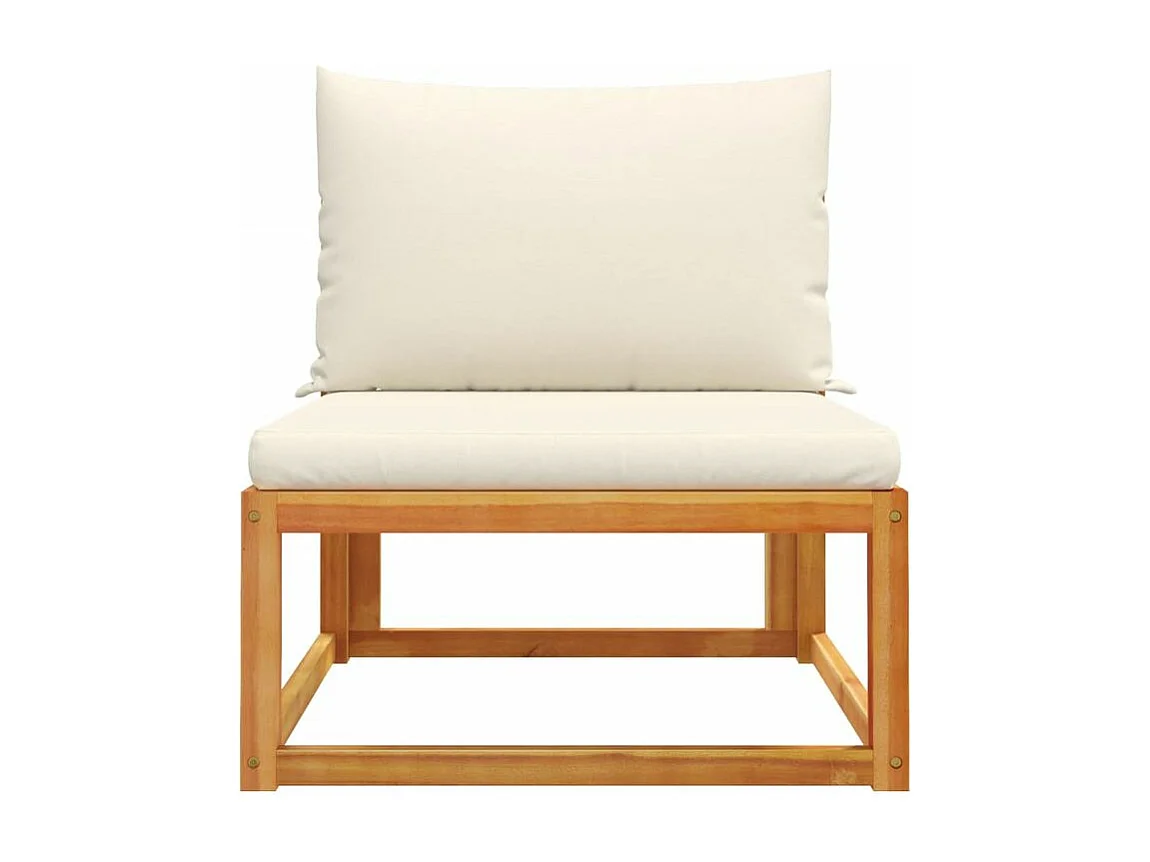 Canapé de jardin sans accoudoirs coussins bois massif d'acacia