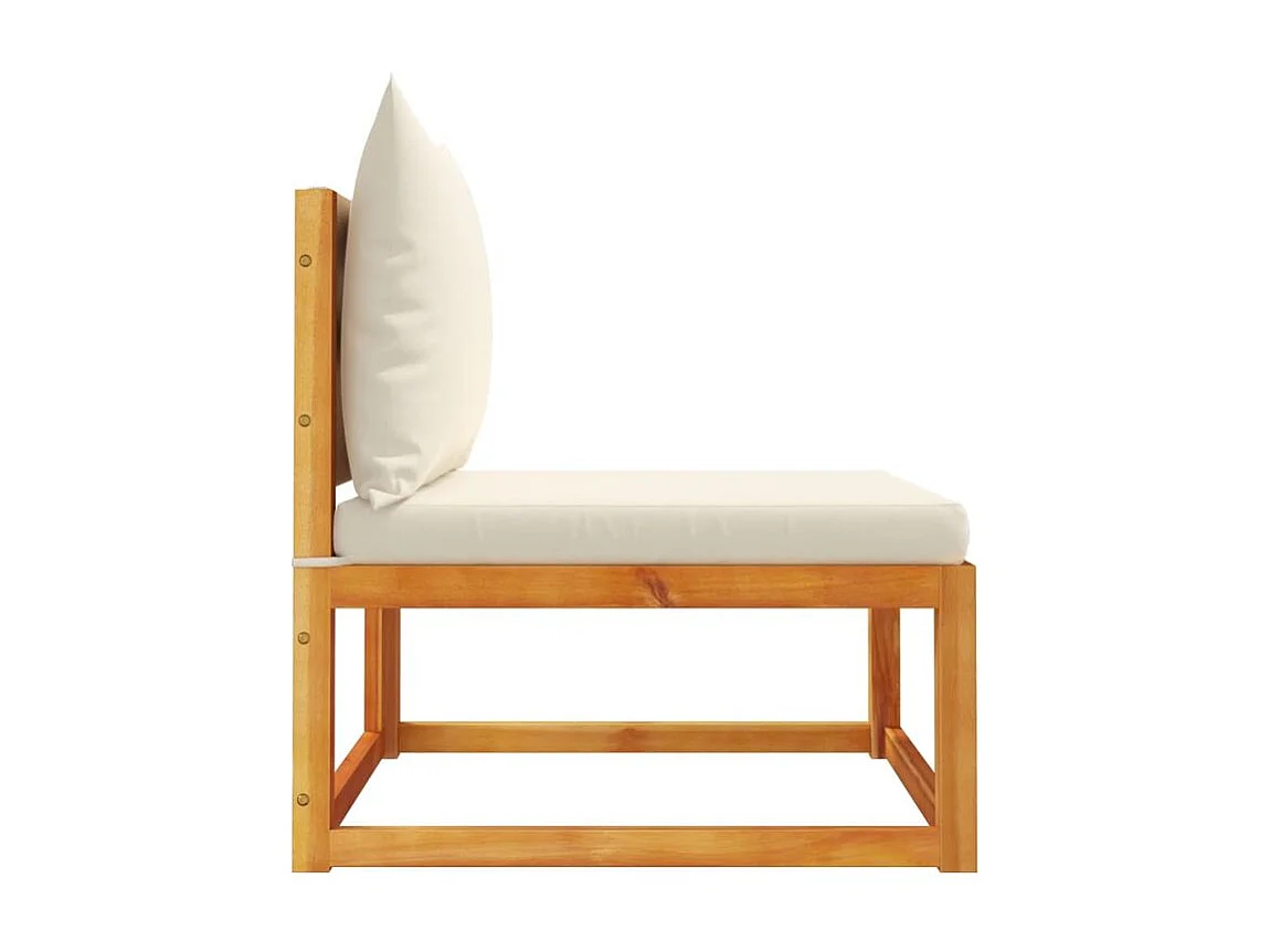 Canapé de jardin sans accoudoirs coussins bois massif d'acacia