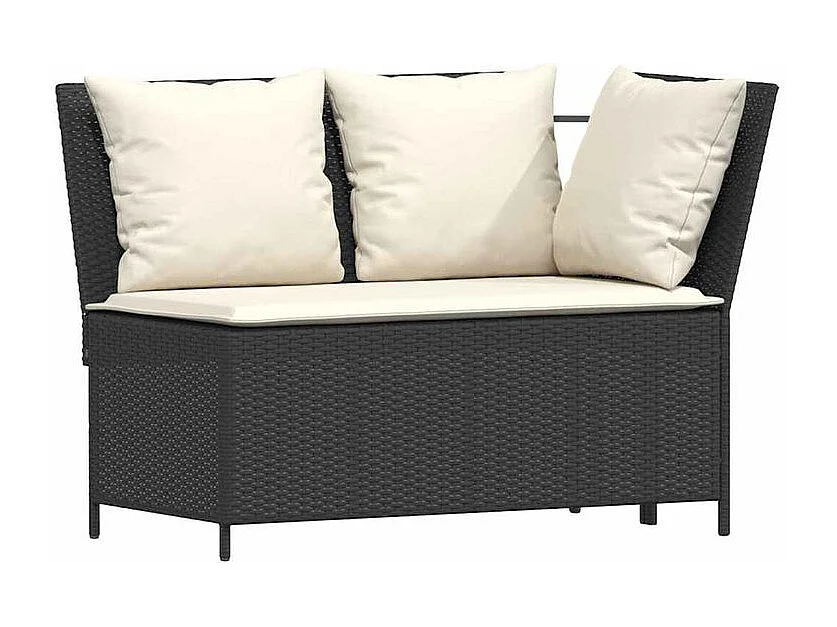 Salon de jardin 5 pcs avec coussins noir résine tressée