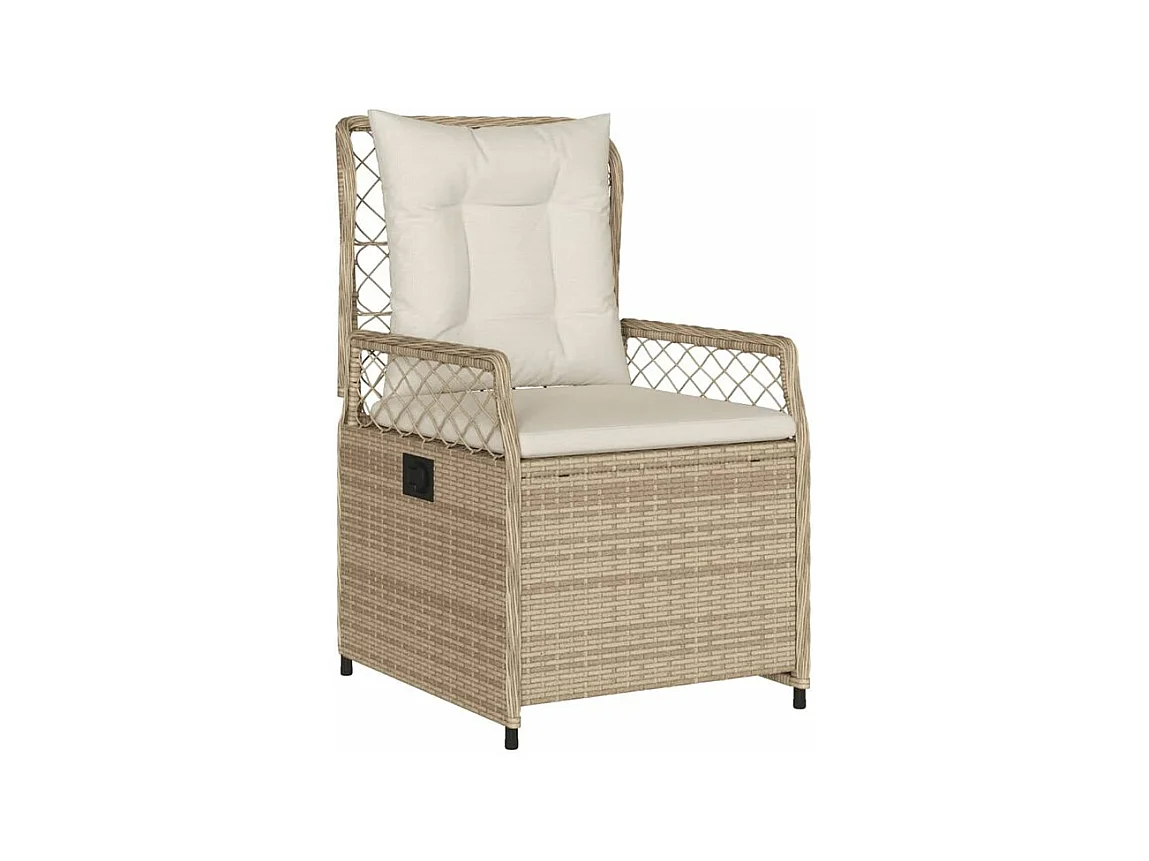 Ensemble à manger de jardin et coussins 3 pcs Beige poly rotin