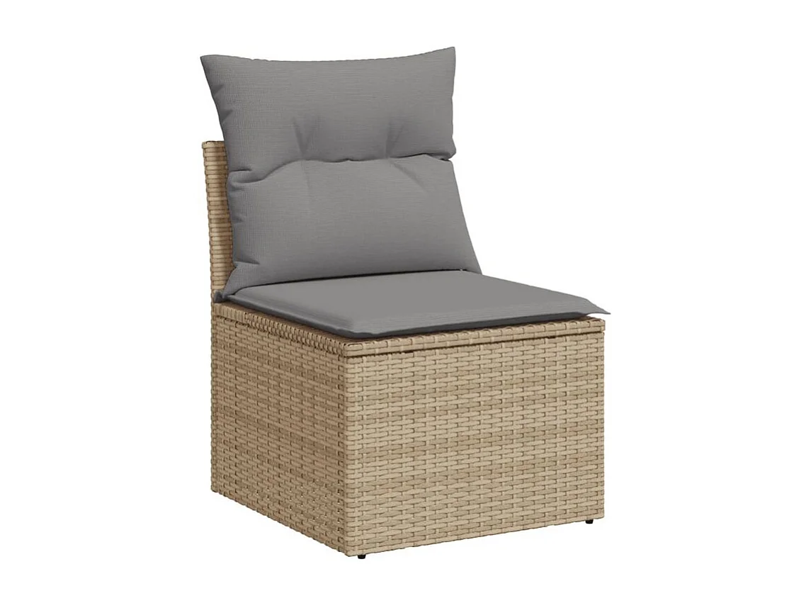 Salon de jardin avec coussins 8 pcs beige résine tressée
