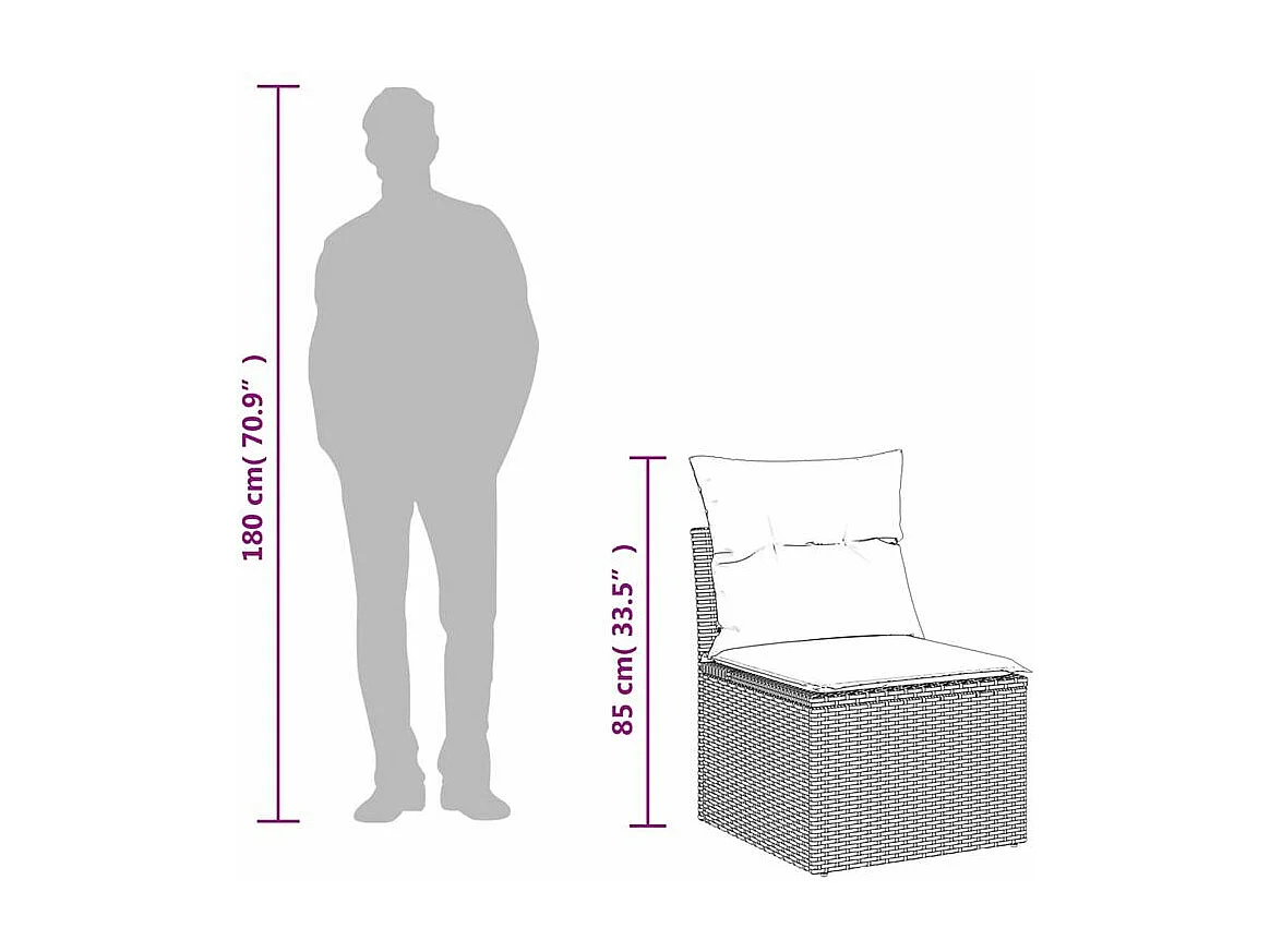 Salon de jardin avec coussins 8 pcs beige résine tressée