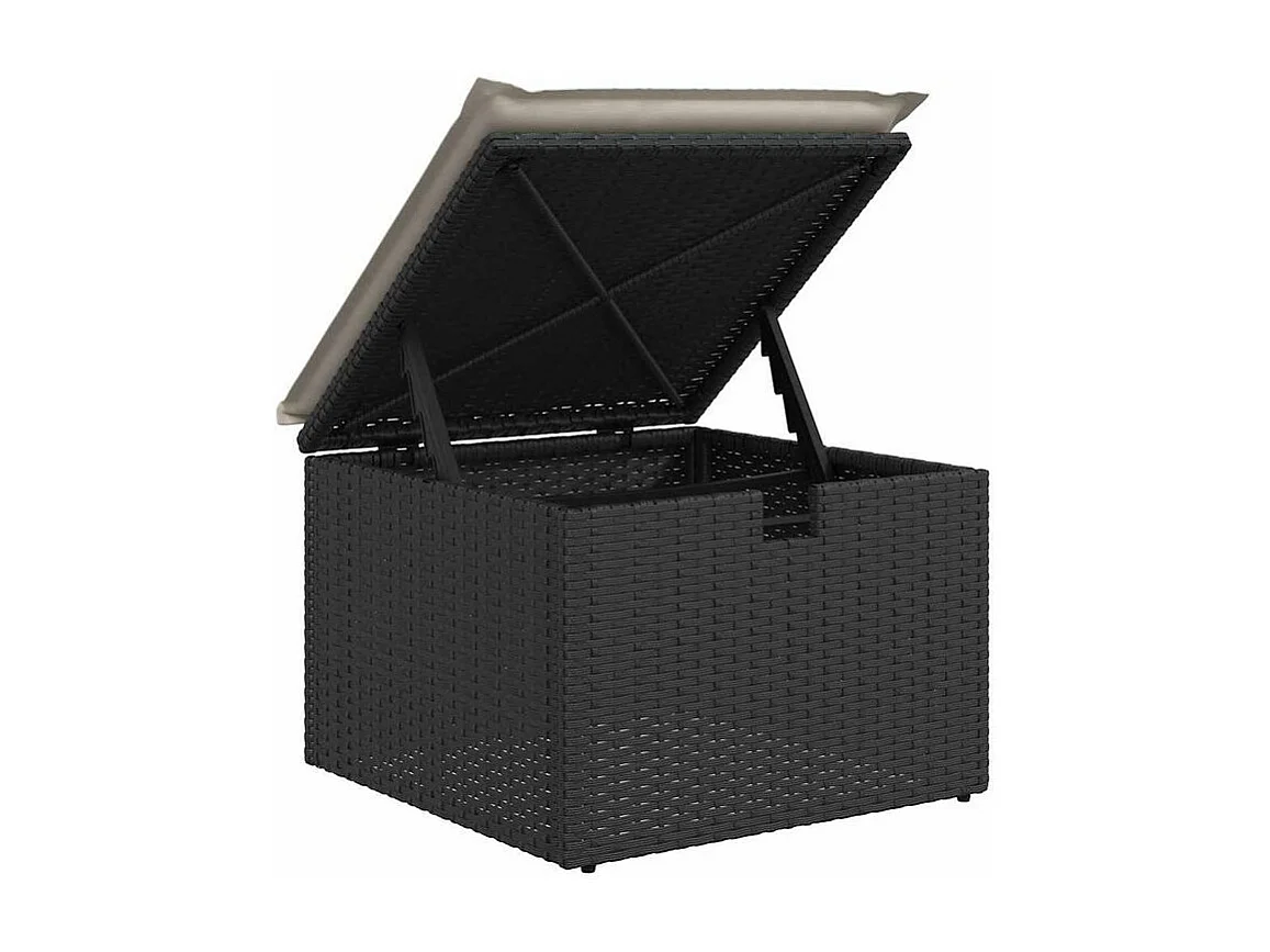 Salon de jardin 4 pcs avec coussins noir résine tressée