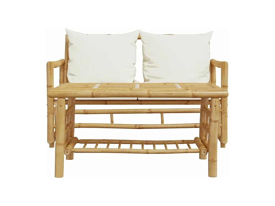 Salon de jardin 2 pcs avec coussins bambou