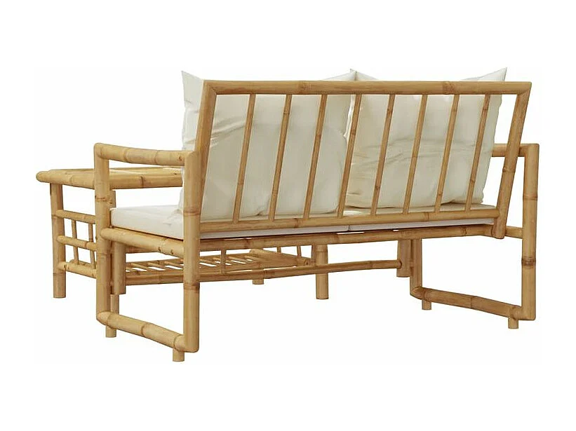 Salon de jardin 2 pcs avec coussins bambou