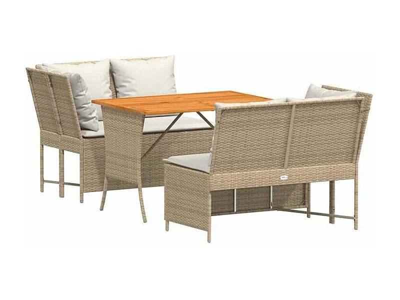 Salon de jardin avec coussins 3 pcs beige résine tressée