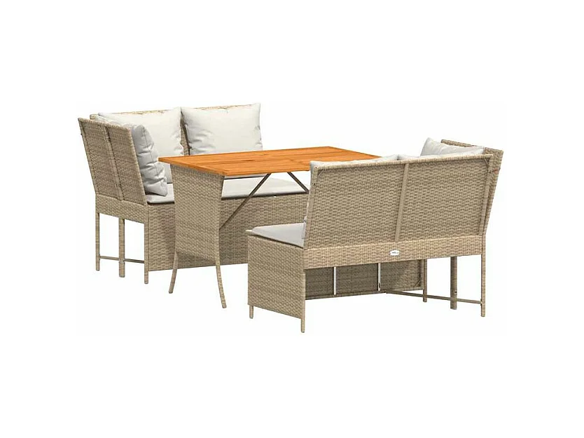 Salon de jardin avec coussins 3 pcs beige résine tressée
