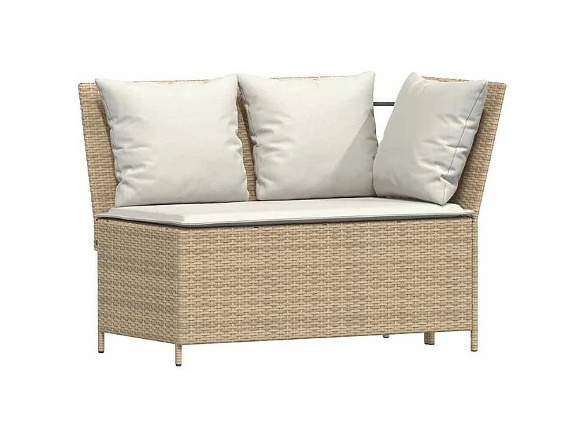 Salon de jardin avec coussins 3 pcs beige résine tressée