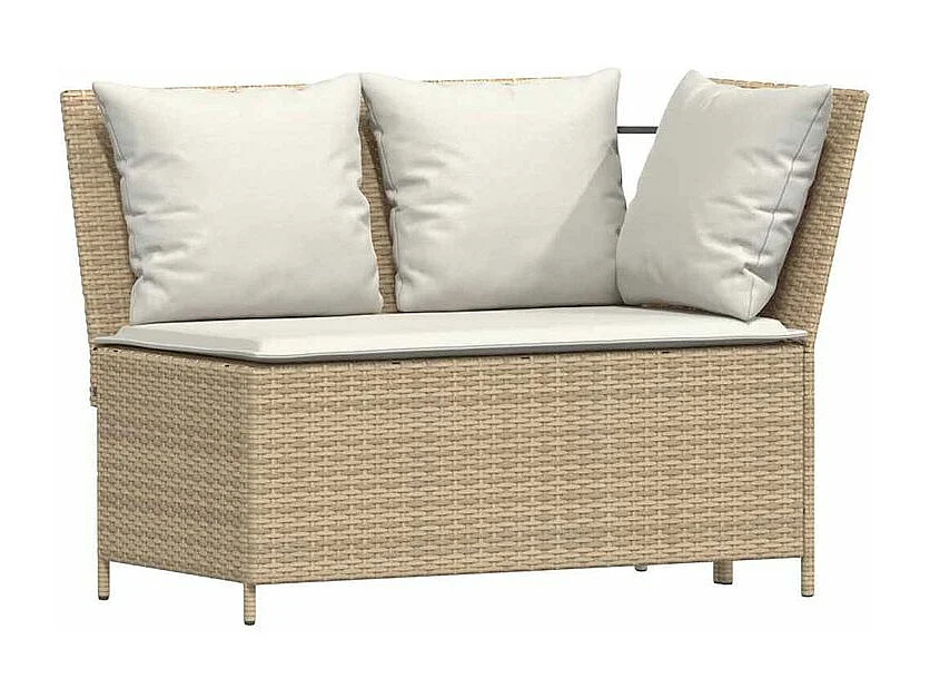 Salon de jardin avec coussins 3 pcs beige résine tressée