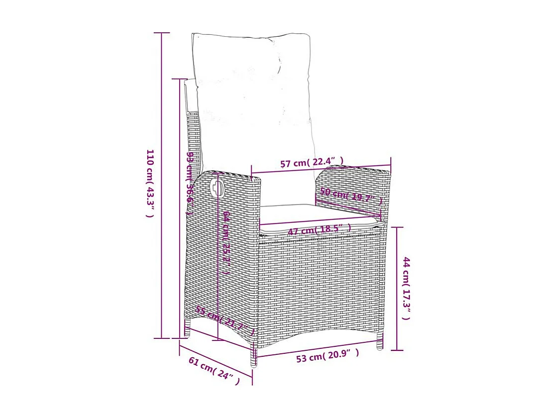 Ensemble à manger de jardin avec coussins 3 pcs Noir