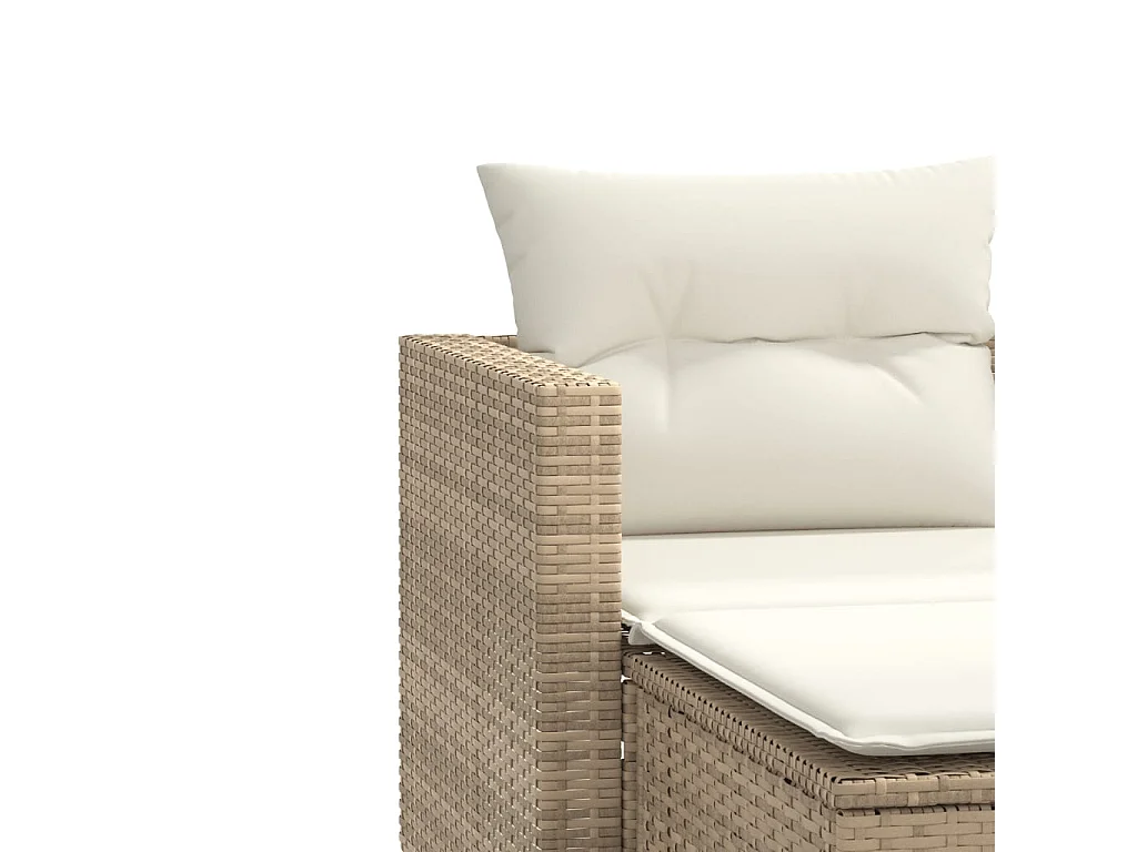 Canapé de jardin 2 places avec tabourets beige résine tressée