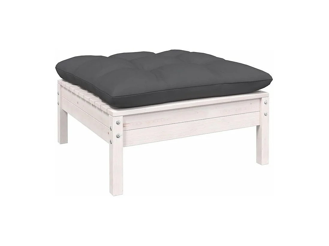 Salon de jardin 11 pcs avec coussins blanc bois de pin