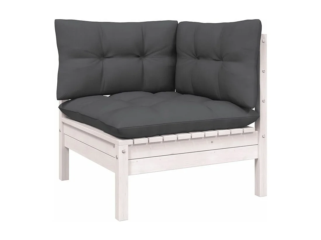 Salon de jardin 11 pcs avec coussins blanc bois de pin