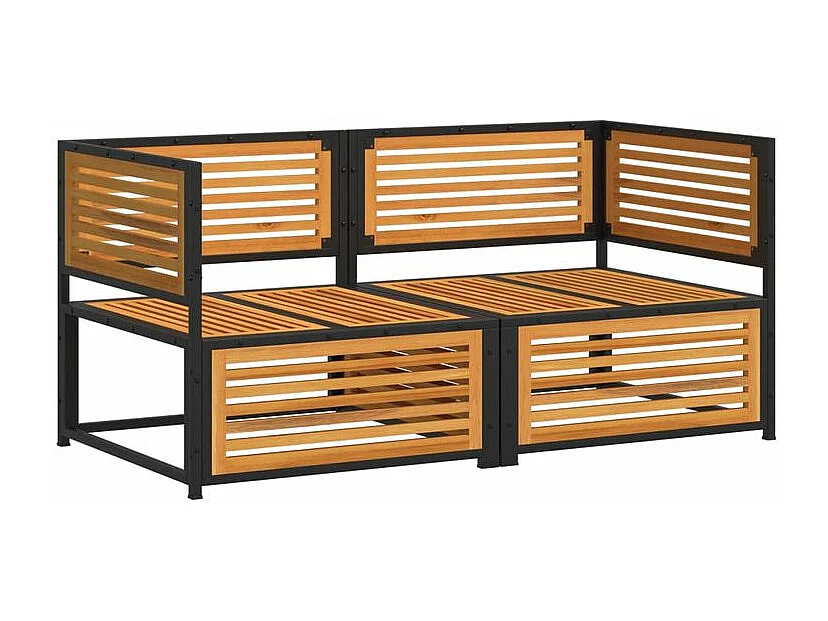 Salon de jardin avec coussins 2 pcs bois massif acacia