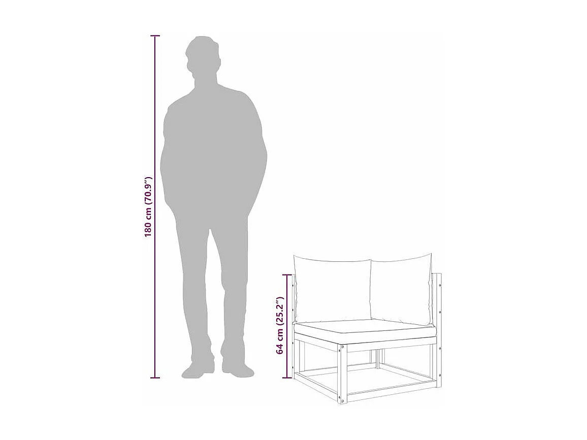 Salon de jardin avec coussins 2 pcs bois massif acacia