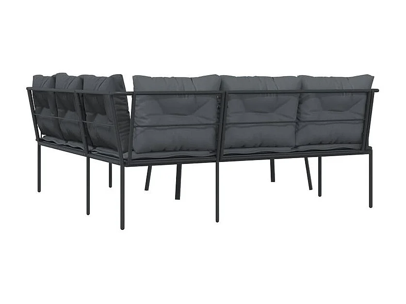 Ensemble de canapés de jardin et coussins noir acier textilène