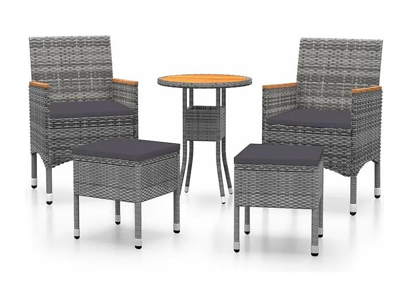 Salon de jardin 5 pcs Résine tressée Gris