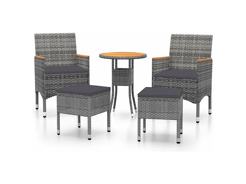 Salon de jardin 5 pcs Résine tressée Gris