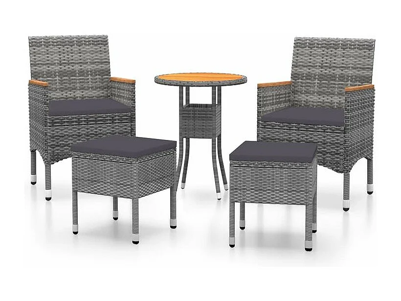 Salon de jardin 5 pcs Résine tressée Gris