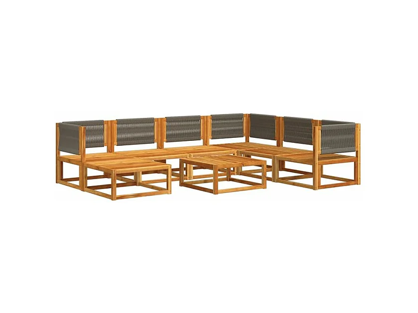 Salon de jardin avec coussins 8 pcs bois massif d'acacia