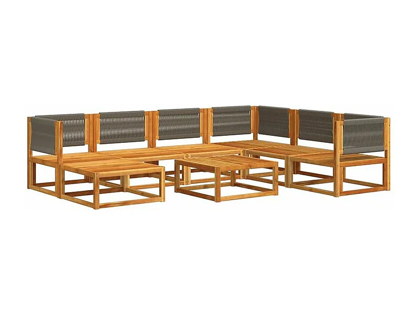 Salon de jardin avec coussins 8 pcs bois massif d'acacia