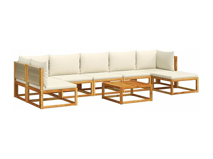 Salon de jardin avec coussins 8 pcs bois massif d'acacia