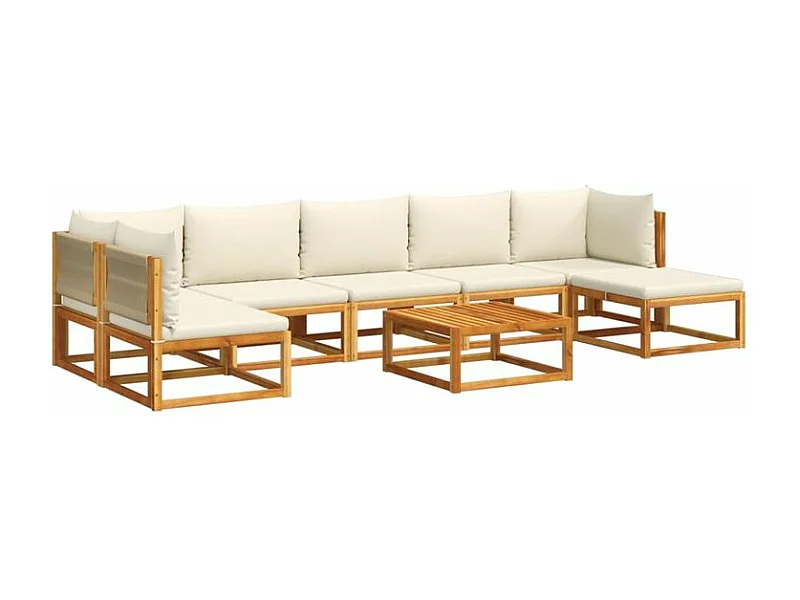 Salon de jardin avec coussins 8 pcs bois massif d'acacia
