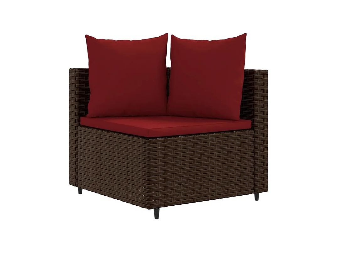 Salon de jardin avec coussins 6 pcs marron résine tressée