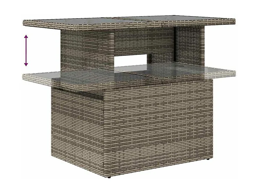 Salon de jardin 6 pcs avec coussins gris résine tressée