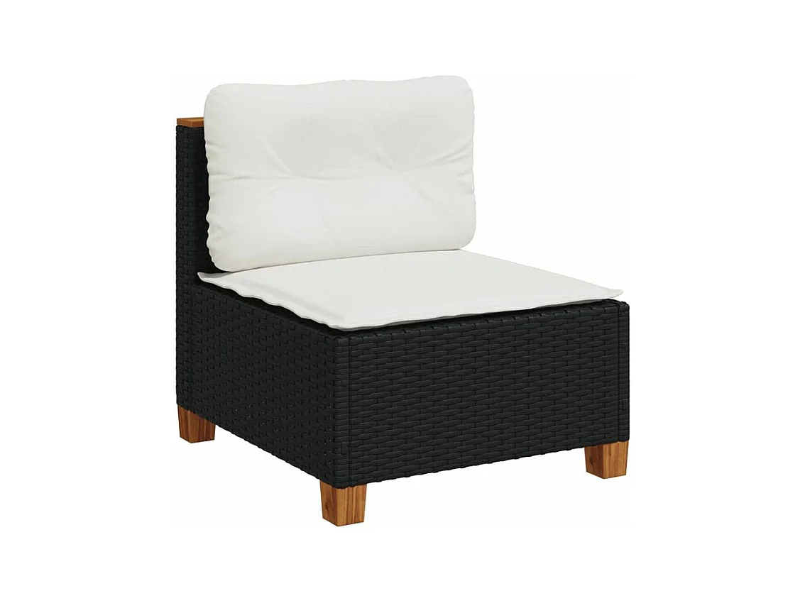 Salon de jardin 5 pcs avec coussins noir résine tressée