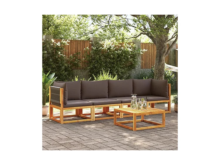 Salon de jardin avec coussins 4 pcs bois d'acacia massif