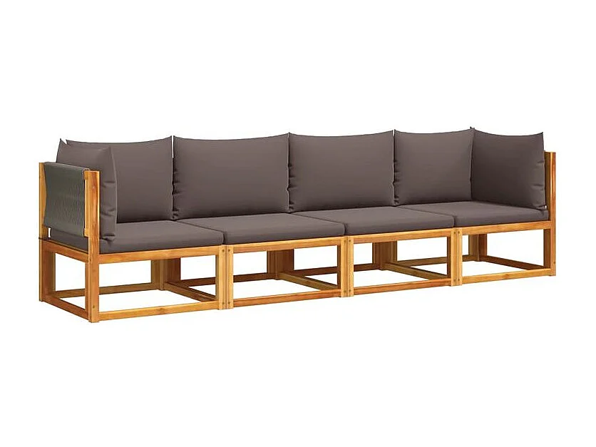 Salon de jardin avec coussins 4 pcs bois d'acacia massif