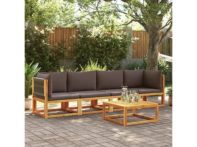 Salon de jardin avec coussins 4 pcs bois d'acacia massif